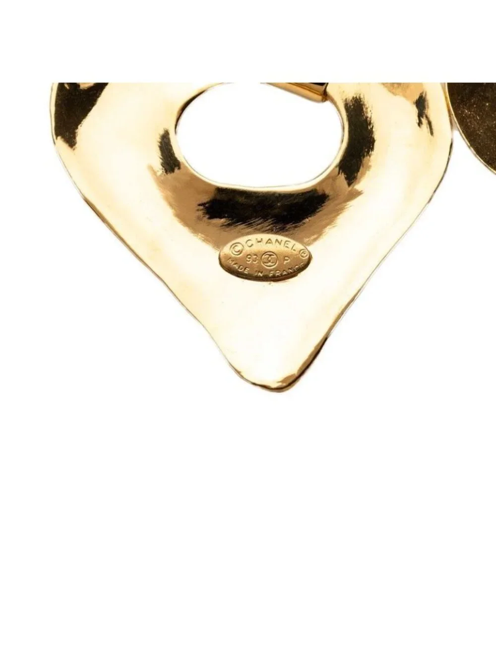 Chanel CC Logo Double Heart Vintage Strand Chain Pendant Gold Plated